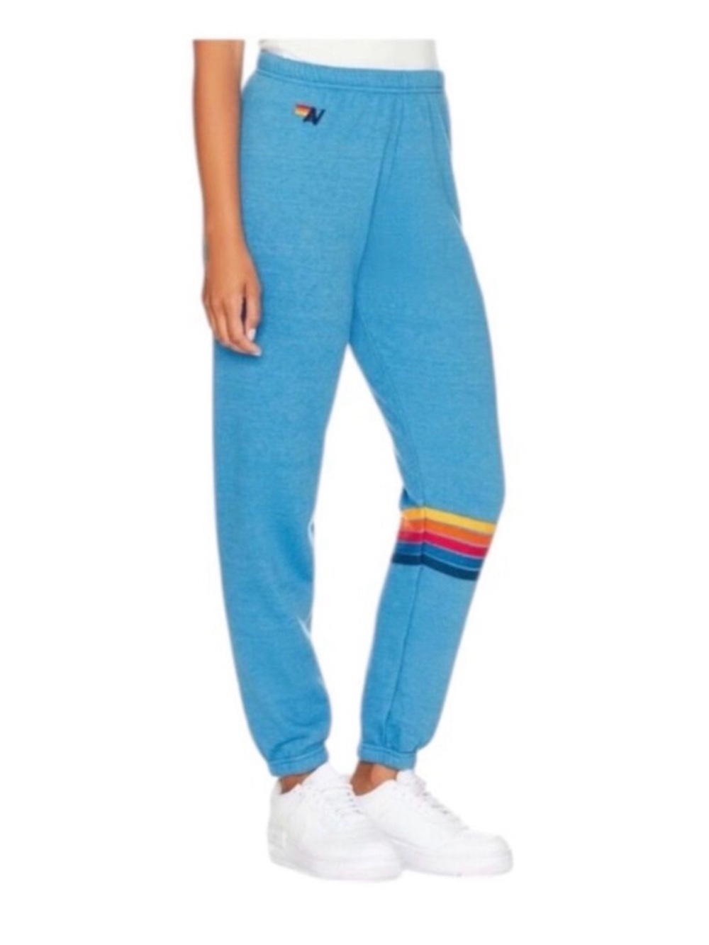 AVIATOR NATION Blue Rainbow Stripe Stitch Joggers size M